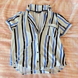 Striped Blue Pajama Top